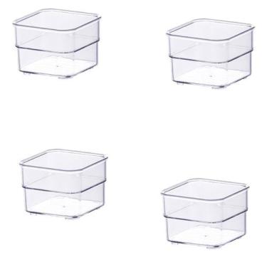 Imagem de Kit 4 Organizador de Gavetas 7,5x7,5x5,2Cm Transparente - Paramount