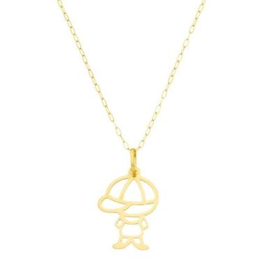 Imagem de Colar Corrente 40cm Bailarina Pingente Menino De Ouro 18k - DR Joias