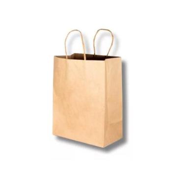 Imagem de Sacola De Papel Kraft Lisa C/ Alça Delivery M 24x34x14,5 cm - Braspel,
