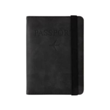 Imagem de Porta passaporte em PU com elástico  - PLATINA , Cinza escuro