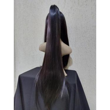 Imagem de Aplique, ruivo, preto, castanho escuro, liso, cacheado, 70cm premium -