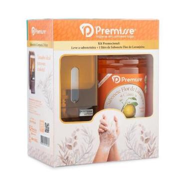 Imagem de Kit saboneteira compacta + sabonete flor de laranjeira 1l - PREMISSE 