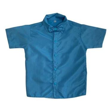 Imagem de Camisa Infantil Social Azul E Gravata - Pequenos Encantos Baby, Azul, 