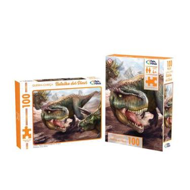 Imagem de Quebra-Cabeça Infantil 100 Peças Tema Dinossauros Batalha dos Dinos - 