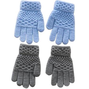 Imagem de Kit 2 Pares Luva Infantil Quentinha para o Frio 14x6cm - Bene Casa, Az