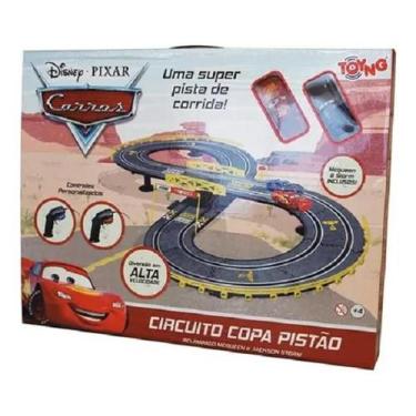 Imagem de Carros Disney Pista Corrida eletrica circuito copa pistao  Mcqueen e S