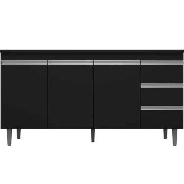 Imagem de Balcão de Pia 150 cm Adriana 3 Portas 3 Gavetas - AJL, Preto