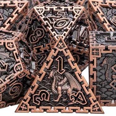 Imagem de Dungeons and Dragons DND Metal Dice Set with Gift Box, ARUOHHA Role Playing Dice Polyhedral Dice 6 Sided D&D Dice Set for RPG Pathfinder Board Games, D and D Dice D20 D12 D10 D8 D6 D4