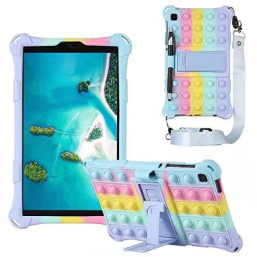 Imagem de ALHBEJT Capa de tablet para Galaxy Tab A7 10,4 polegadas 2021|SM-T500/T505/T507 capa de silicone antiestresse com caneta de cordão de suporte para Samsung Tab A7 Pop alívio de ansiedade Fidgets (azul