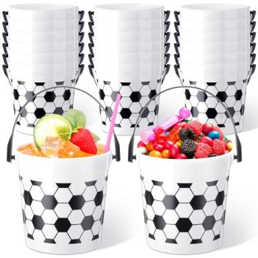 Imagem de Mifoci Balde de futebol com 20 peças a granel com alça 1000 ml balde de gelo de plástico para coquetel, rum, vinho, bebida, pipoca, lanche, cerveja, balde, lembrancinhas de festa de futebol