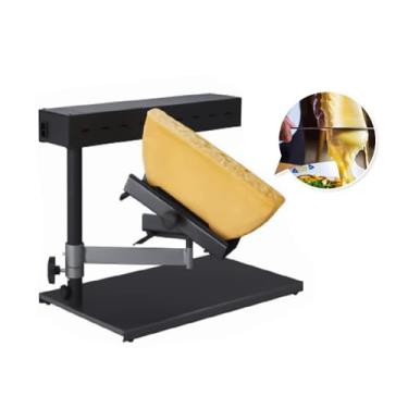 Imagem de hzexun Máquina de raclette elétrica para fazer queijo raclette comercial, máquina de pratos suíça, aquecedor de derretimento, ângulo ajustável para meia roda de queijo nacho fatiado