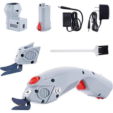Imagem de MXBAOHENG Wbt-1 Tesoura elétrica de tecido recarregável cortador de pano portátil com uma bateria 2 lâminas para carpete/couro/borracha/papelão