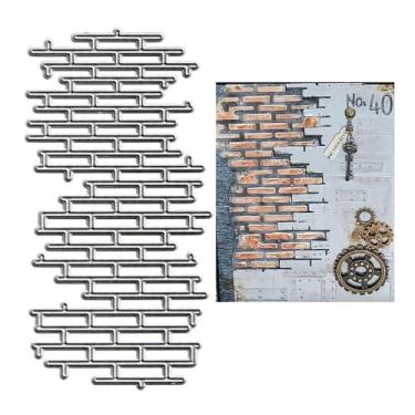Imagem de Brick Irregular Net Cutting Dies , Wall Net Die Cuts Metal Embossing Stencils Template Mould for Card Scrapbooking and DIY Craft Album Paper Card Decor