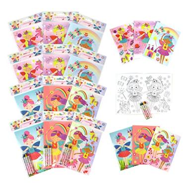 Imagem de Livros de colorir de fadas mágicas para crianças com 12 livros de colorir e 48 gizes de cera, lembrancinhas de festa de aniversário de fadas, enchimentos de saco de lembrancinhas, recompensas de sala de aula, prêmios de carnaval