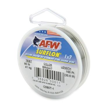 Imagem de Fio de pesca americano Surflon, fio líder de aço inoxidável 1x7 revestido de nylon, teste de 40,8 kg, 91,4 cm de diâmetro, brilhante, 30,5 m