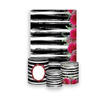 Imagem de Painel De Festa Vertical 1,50 x 2,20 + Trio De Capas Cilindro - Flores