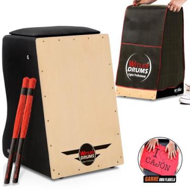 Imagem de Cajón inclinado acustico  capa  vassourinhas  natural - k - WITLER DRU