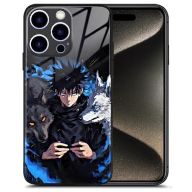 Imagem de Megumi JJK Capa de telefone brilhante de vidro de silicone de anime personalizada - estampa de mangá, durabilidade e proteção elegante para iPhone 16