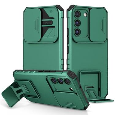 Imagem de Vokuha Capa para Galaxy S22 5G, capa para Samsung S22 SM-S901U com suporte para lente de câmera deslizante de grau militar, capa protetora à prova de choque para Samsung Galaxy S22 verde escuro