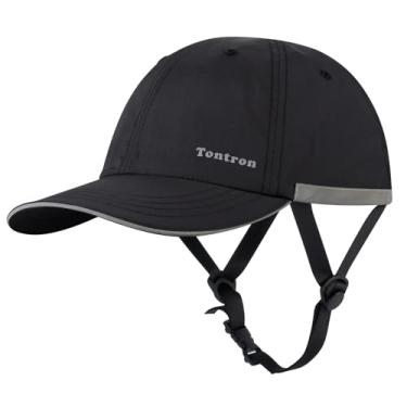 Imagem de Tontron Wasumer Boné de capacete para esportes aquáticos | Boné de caiaque | Boné de colisão de rafting | Chapéu de surf | Capacete de perfil baixo, preto, grande