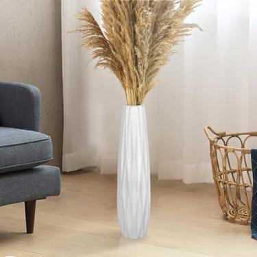 Imagem de DOCFLVAS Vaso de cerâmica para piso, 43 cm de altura, vaso de flores para decoração de casa, vaso grande para grama dos pampas, estilo minimalista para sala de estar, escritório, centros de mesa,