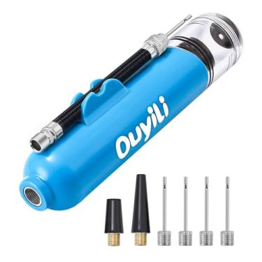 Imagem de ouyili Kit de bomba de bola esportiva – Bomba de ar portátil bidirecional dupla ação inflável perfeita para bolas de basquete, bolas de futebol e mais – Kit profissional de bomba manual com agulhas e