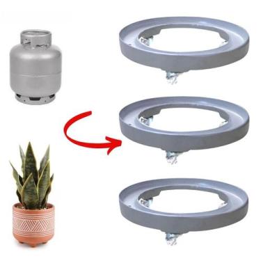 Imagem de Kit 03 Suporte Botijão De Gás, Em Alumínio Reforçado 40kl - Funditex