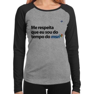Imagem de Baby Look Raglan Me respeita que eu sou da época do msn Manga Longa - 