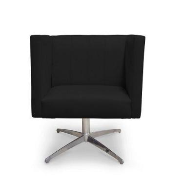 Imagem de Poltrona Decorativa Barcelona Suede Preto Base Giratória Cromada - Cas