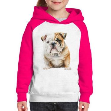 Imagem de Moletom Infantil Bulldog-Inglês - Foca na Moda, Branco, Rosa, 2