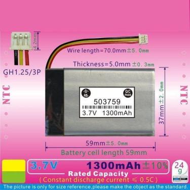Imagem de 1 Unidade 503759 3,7v C/ 3 Fios 1300mah Com Plug Nuvi - KMIG