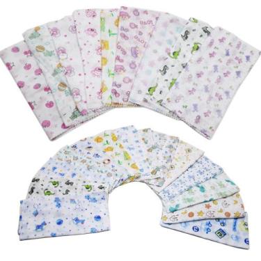 Imagem de Fralda De Pano Estampada 70x70cm Dupla 100% Algodão Kit C/5 - Dugu, Ne