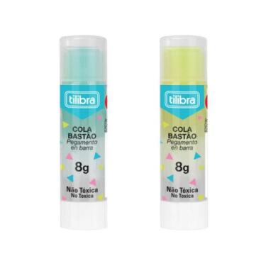 Imagem de Cola Bastão Colorida 8g Transparente - Tilibra, KIT 2 CORES (AZUL+VERD
