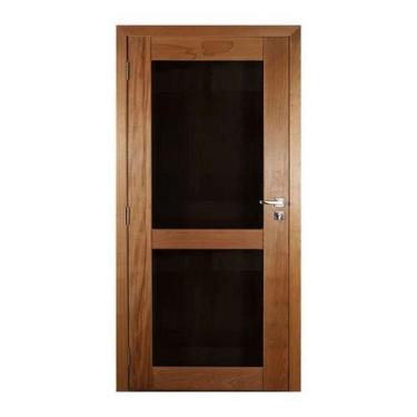 Imagem de Porta Zurique com Vidro Fumê em Madeira Maciça Tauari - Mapaf, 80cm x 