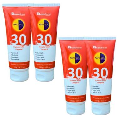 Imagem de PROTETOR SOLAR CORPORAL FPS 30 NATUSOL 120g NATUFLORES Kit 4un