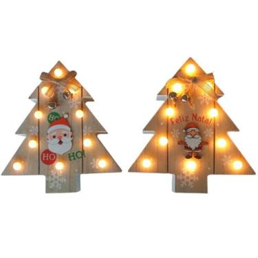 Imagem de Árvore De Natal Madeira 2 Peças Leds Fixas 16x14,4x4cm SALDÃO. - Multi