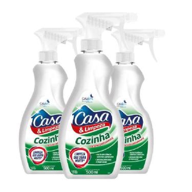 Imagem de Kit 3 Desengordurantes Casa&Limpeza Limpa Cozinha  500ml - Casa Km