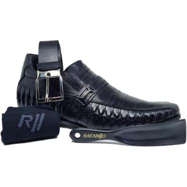 Imagem de Kit Sapato Social Masculino Rafarillo Alth Com Salto +7cm Preto Couro 
