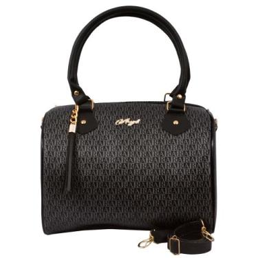 Imagem de Bolsa baú com alça de mão e alça transversal - Aryel, Preto