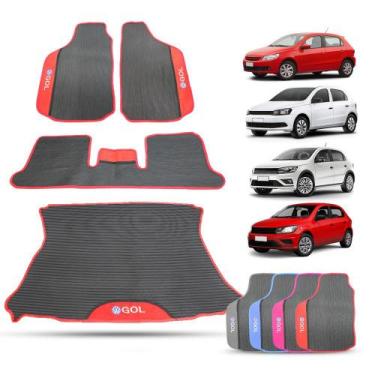 Imagem de Tapete Borracha para Gol G5 a G8 + Porta Malas Personalizado Rosa - ZP