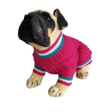 Imagem de Roupinha Pet Katlen Tricot Canetran Listra Gola, Pink, P