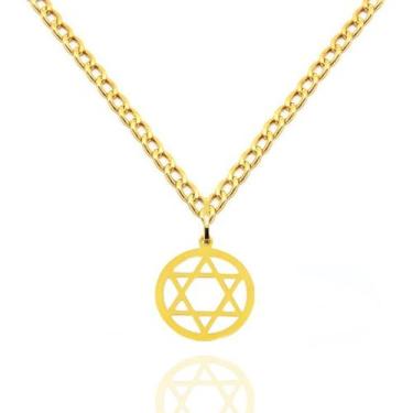 Imagem de Corrente Masculina Grumet + Pingente Estrela Davi Ouro 18k - AGAPRIME 