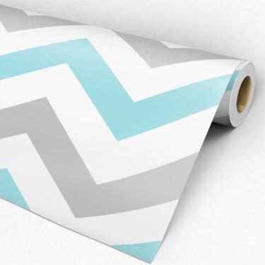 Imagem de Papel De Parede Chevron Cinza E Azul Bebê - 2,50x0,50m - DEKAL DECOR