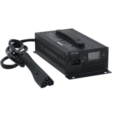 Imagem de Carregador de bateria de carrinho de golfe 72V 12A Carregador de bateria de carrinho de golfe de 72 volts com visor LCD, carga lenta, com plugue triangular EZGO RXV de 3 pinos
