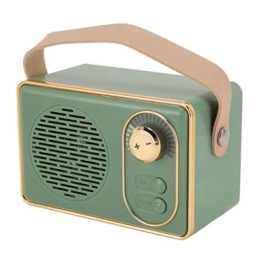 Imagem de Alto-falante de Som Estéreo Vintage, Qualidade de Som Estéreo de 360°, Alça de Transporte de Couro, Alto-falante Portátil para Quarto de Mesa, Sala de Estar (Verde)