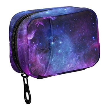 Imagem de Fustylead Organizador e armazenamento semanal de comprimidos Purple Star Field com zíper, caixa de comprimidos removível, organizador portátil de medicamentos para suplemento de vitamina e óleo de