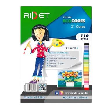 Imagem de Papel Bloco Ecocores 21cores NOVAPRINT A3 42 FOLHAS 110g