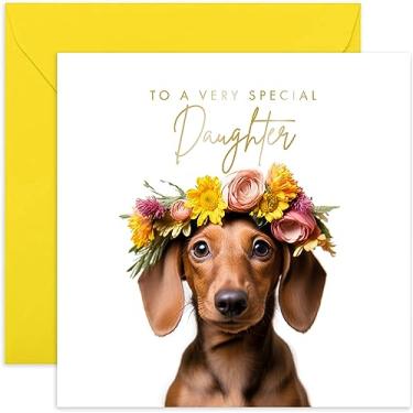 Imagem de Old English Co. Red Daschund Dog Cartão de Filha Muito Especial - Vermelho Daschund Puppy Floral Bonito Cartão de Aniversário para Ela - Cartões de Parabéns Bonito Bem Feito para Filha de Amigos da