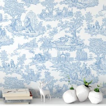 Imagem de Papel de parede para decoração de casa cozinha vintage azul mansão papel de parede removível vinil autoadesivo prateleira papel de prateleira e rolo de gaveta casa, oficina e escritório 43,9 cm x