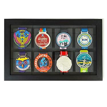 Imagem de WANLIAN Estojo de Exibição de 8 Medalhas, Porta-Retratos de Caixa de Medalhas 3D, Moldura de Exibição de Medalhas de Maratona, Corrida de Maratona, Triatlo, Ginástica de Futebol, Medalha de Todos Os E
